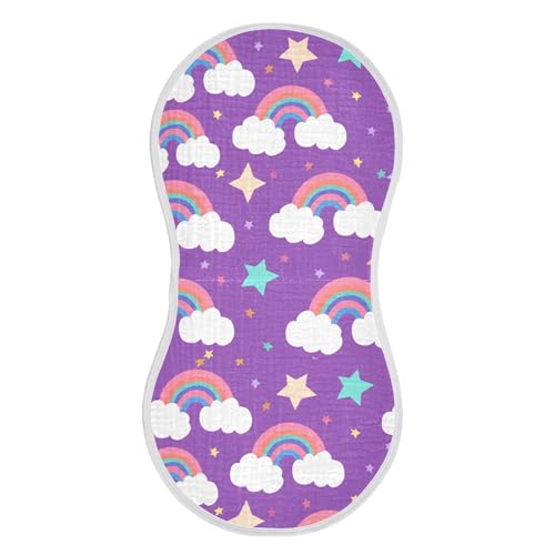 xigua Playful Clouds Muslin Baby Burp Cloths Set of 1, Super Soft & Absorbent Burping Rags, Cotton Burp Clothes Shower Gift for Newborn, Baby Girls and Boys