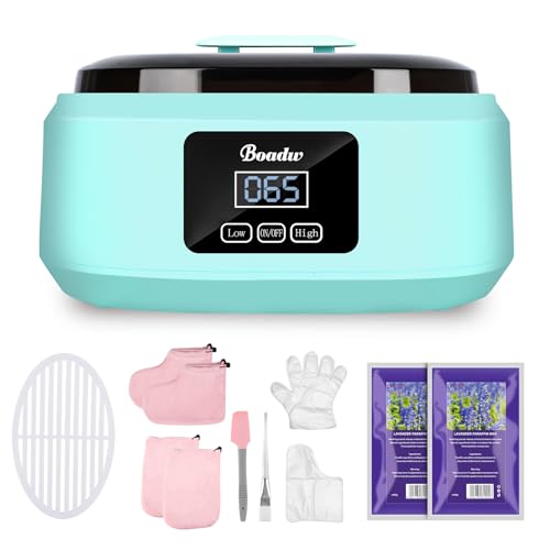 Boadw Baño de parafina para manos y pies, 3400 ml Calentador de parafina para piel seca y áspera, maquina parafina con 900 g de cera de parafina y accesorios, Gran regalo de spa - verde