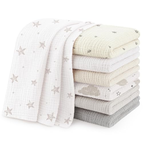 Image of Susurration Muslin Burp Cloths 24x24 Inches Ultra Soft 100% Cotton, 4 or 7 Pack Baby Washcloths for Newborn, Absorbent Burp Rags & Swaddle Blankets