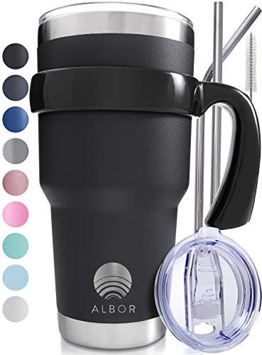 ALBOR Triple Insulated Stainless Steel Tumbler 30 Oz Black Coffee Travel Mug With