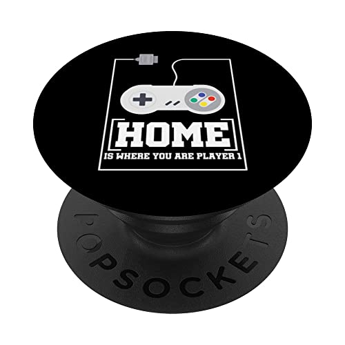 Home Is Where You Are Player One Gaming Gamer Console Nerd PopSockets Swappable PopGrip, Black