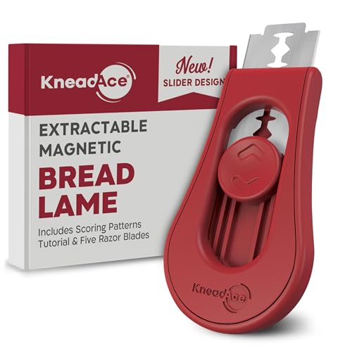 KneadAce Upgraded Extractable & Magnetic Bread Lame Dough Scoring Tool - Professional Sourdough scoring tool for Sourdough Bread baking & Bread Making Tools - Scoring Patterns booklet & 5 Razor Blades
