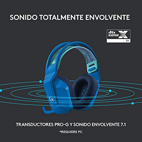 Logitech G733 Lightspeed Auriculares con Micrófono Inalámbricos para Gaming con Diadema con Suspensión, LIGHTSYNC RGB, Tecnología de Micrófono Blue Vo!CE, Ligeros, 29h de batería - Azul - imagen 10