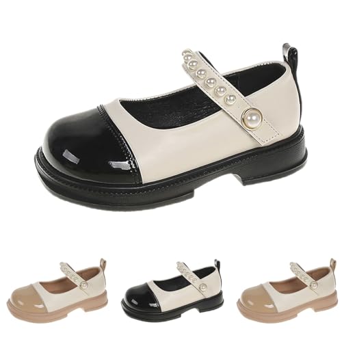 Dress Shoes for Girls Bow Flower Girls Mary Jane Flat Pearl Strap Non-Slip Cute Wedding Birthday Party Sandals2
