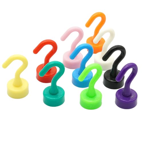 10Pack Colorful Magnetic Hooks, Heavy Duty Magnet Hooks for Refrigerators,Magnetic Hook for Hanging, Keys, Lockers, Home, Office, Classroom