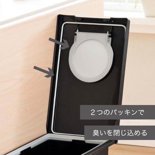 新輝合成 トンボ ユニード ゴミ箱 蓋を開けずにごみを捨てられる 防臭 密閉 キッチン 45リットル ホワイト 幅27×奥行44×高さ56cm 蓋付き ロック&プッシュ 日本製