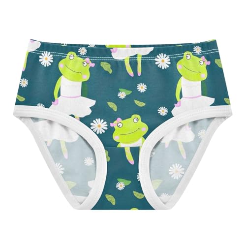 Toddler Underwear Custom 2t Cotton Panties for Girl Animals Kids Briefs Undies Cute Frogs Ballerinas Green