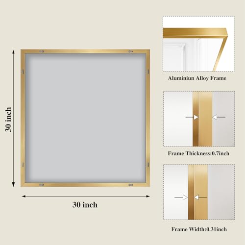 Image of Koonmi Gold Mirrors for Wall, 30x30 Inch Bathroom Mirror, Rectangular Wall Mirror for Living Room Bedroom Bathroom, Hangs Horizontally or Vertically
