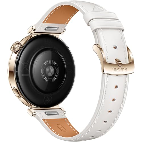 Montre connectée Huawei Watch GT 5 41 mm doré en acier inoxydable avec bracelet en cuir reconstitué Blanc