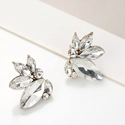 Clear Crystal Stud Earrings Small Rhinestone Cluster Earrings Cute Sparkly Earrings For Women Girls Wedding Prom Party #TOP4
