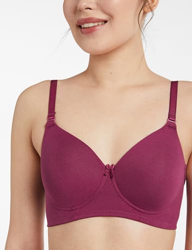 Image of Amazon Brand - Symbol Women's Cotton Stretch Padded Wire Free Medium Coverage T-Shirt Bra