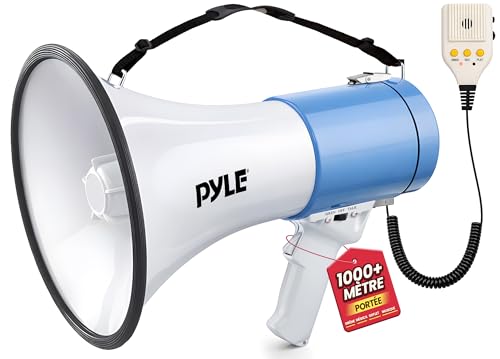 Pyle Mégaphone 50W-Haut-Parleur Portable avec Sirène Intégrée, Enregistrement, Bluetooth et AUX...