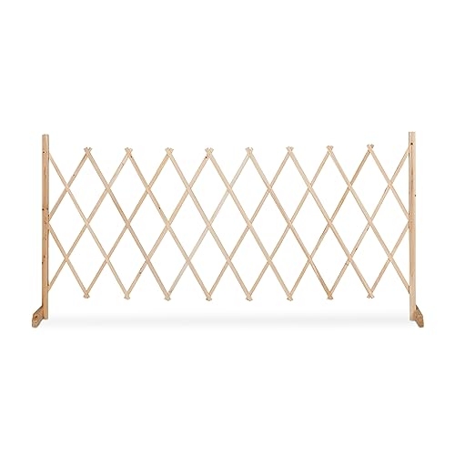 Relaxdays Rankgitter Holz, ausziehbar bis 275 cm, Rankhilfe Kletterpflanzen, Scherengitter freistehend, Garten, Natur