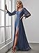 Ever-Pretty Women's A-Line Leg Slit Chiffon Long Sleeve Wedding Guest Dress Haze Blue US6