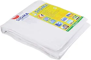 SIGMA (LABLE) 24FT X 18FT Waterproof Tarpaulin Sheet 170 GSM UV Resistant Rain, Roof Multipurpose Cover, White