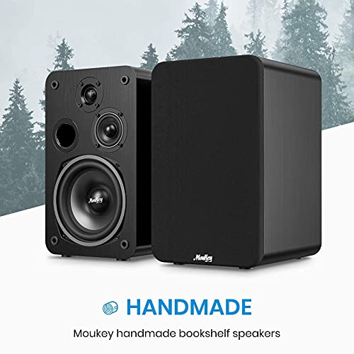 Moukey Passive Bookshelf Speakers (Pair), Peak power 110 Watt 3way