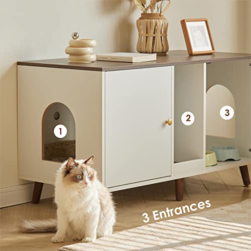 Janflyhome Cat Litter Box Enclosure, Hidden Litter Box Furniture For 2 Cats Washroom With Large Space, Indoor Pet House Crate Cabinet, 42.5"*19.6"*23.8", White #TOP4