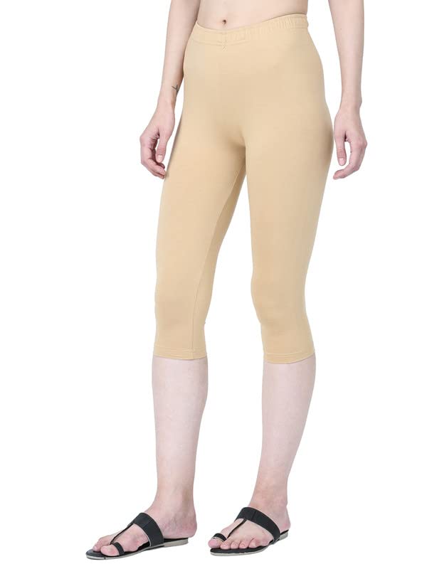 Image of Robinbosky Premium Stretchable Cotton Capri Legging for Women | Suitable for Formal wear & Casual wear | High-End Elastic Makes. The Leggings Squat Proof and Durable for Travel, Yoga, & Workout.