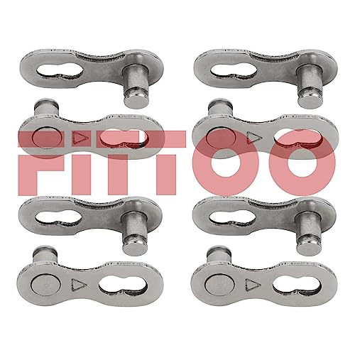 4 X FITTOO 8 Speed Bicycle Power Lock Chain Connector, Quick Link Bike Chain Connector, eBike Master Link Master Joint Chain Connector for 5, 6, 7, 8 Speed Drive Train (4 Sets Packed)