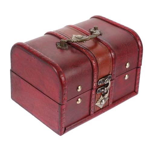 JPXXFM Boîte de Rangement en Bois Faite à la Main, étui de Rangement, Vase de Rangement Vintage, Supports à Bijoux, Organisateur de Bijoux de Bureau, décor rétro, décoration de Bureau Rouge