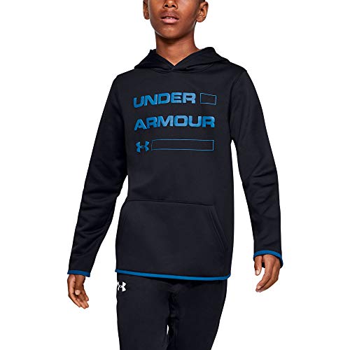 Under Armour, Felpa con Cappuccio da Ragazzo in Pile, Bambino, Felpa, 1343272, Nero (002)/Teal Vibe, XS