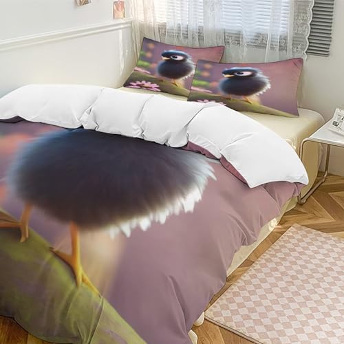 Parure de lit oiseau impression 3D haut de gamme en microfine douce King size