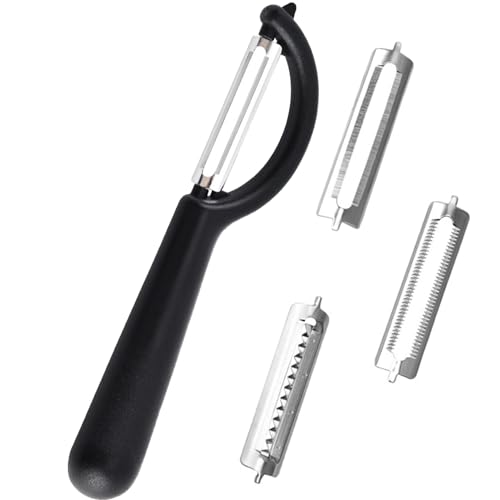 P Peeler, Potato Peeler, Asparagus Peeler, Double Head, Peeler Kitchen Aid, Peeler Made of Stainless Steel, Vegetable Peeler, Universal, Peeler Kitchen Set with 2 Replacement Blades, for Vegetables