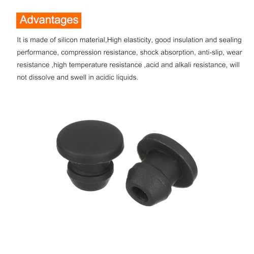 Image of MECCANIXITY Silicone Snap in Locking Hole Plugs,Rubber Panel Seal Cover Flush Type Panel Round for Kitchen Rubber Bulkheads Waterproof Sealing Plugs 5mm /0.2 Inch Diameter Black,Pack of 50