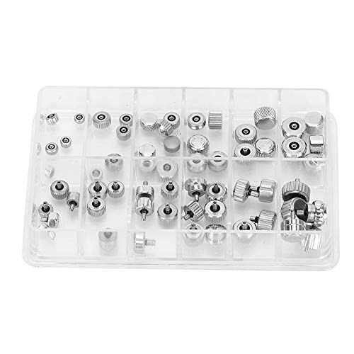 MUNEFE Stainless Steel Watch Crown, Watch Crown and Stem Set, Watch Repair Tool Replacement Accessories for Watchmaker Watch Repairing