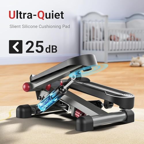 UTRYUP Mini Stepper for Home Exercise, Compact Hydraulic Stair Stepper with Resistance Bands, Quiet Fitness Machine with LCD Monitor, 300 lbs Weight Capacity (MR-2433)