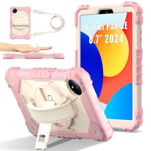 Coque antichoc Redmi Pad SE 8.7 Rose Or : la solution contre les chutes avec sa bandoulière