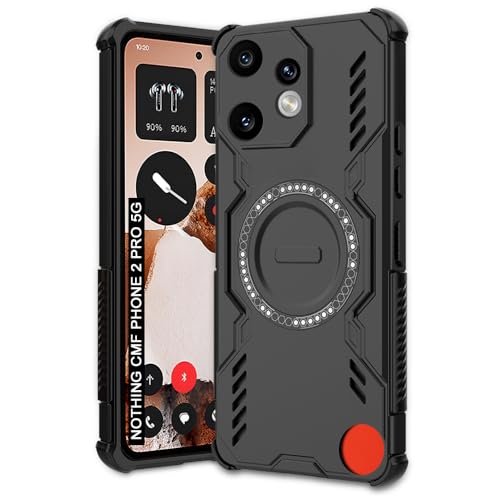 Image of AESTMO Back Case Cover for Nothing CMF Phone 2 Pro 5G | Magnetic Case with Built-in Metal Ring | Compatible with MagSafe Accessories | Shockproof Hybrid (PC + TPU, Black)