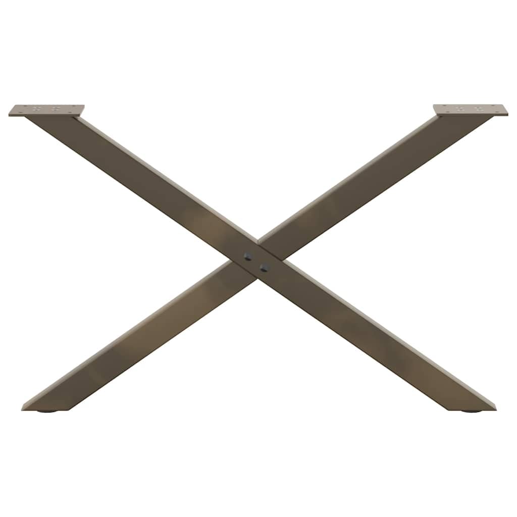 Nogi do stolika kawowego w kształcie litery X, 2 sztuki, stal naturalna, 70 x (42-43) cm, wytrzymały stelaż stalowy z regulowanymi nóżkami poziomującymi, zapewnia stabilność, nowoczesne