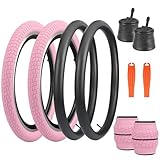 Balinge 20x2.125 Bike Tires 2 Pack 20 Inch Bike Tire Kids Pink 20x2.1 25 Bicycle Tire and Tube Folding Replacement Tire Suitable for BMX Bike 20x1.95 20x2.1 20x2.125 20x2.25,2 Tires+2 Tubes