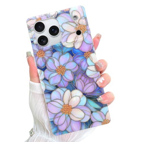 AIGOMARA Rectangle for iPhone 18 Pro Case, Purple Ornateness Floral
