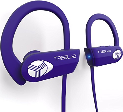 TREBLAB XR500 Bluetooth Headphones, Best Wireless Earbuds for Sports, Running Gym Workout. IPX7 Water Resistant, Sweatproof, Secure-Fit Headset. Noise Cancelling Earphones w/Mic
