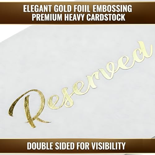 10 Pack Gold Reserved Table Signs for Wedding Receptions 3x4 inch - Double Sided Reserved Signs for Tables - Freestanding Reserved Cards for Tables - Table Reserved Sign for Restaurants & Parties - Thumbnail 3
