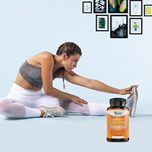 Pure By Nature Turmeric Curcumin With Black Pepper Extract 10 Mg Capsules, 1200 Mg Per Serving, Organic, High Absorption Antioxidant Support (180 Count) #TOP5