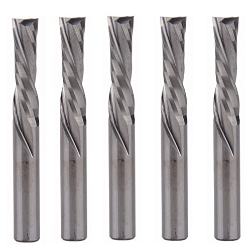 BERWENNY 5pcs 6/22mm Left Handed Down Cut 2 Flutes Carbide End Mills Tools Compatible with CNC Router Wood Milling Cutter Bit