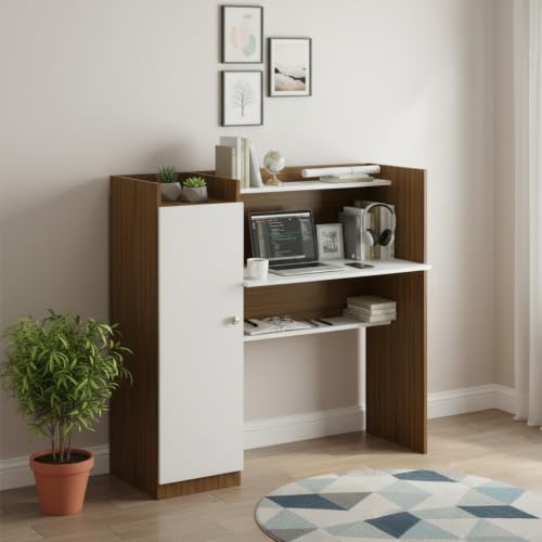 Image of FURNEASER Florian Engineered Wood Study Table for Home & Office, Computer & Laptop WFH Workstation, Gaming Table with Storage, Large Writing Desk for Students & Professionals