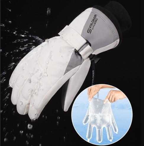Ski Gloves for Men & Women - Waterproof, Touchscreen, Anti-Lost Strap, Warm Winter Snow Gloves with PU Palm for Skiing, Snowboarding & Outdoor Sports