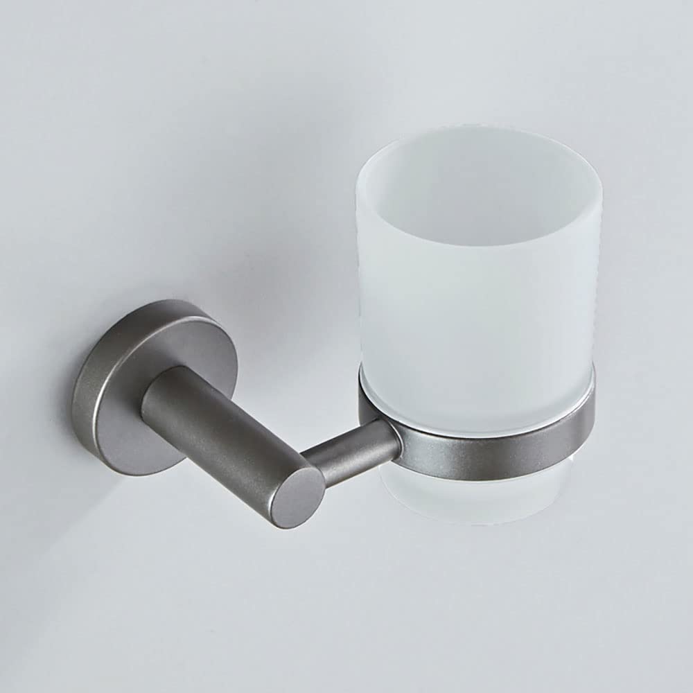 Portaspazzolini da Denti Portaspazzolino Parete con Bicchiere in Vetro Smerigliato, for spazzolino Una Sola Tazza, collutorio
