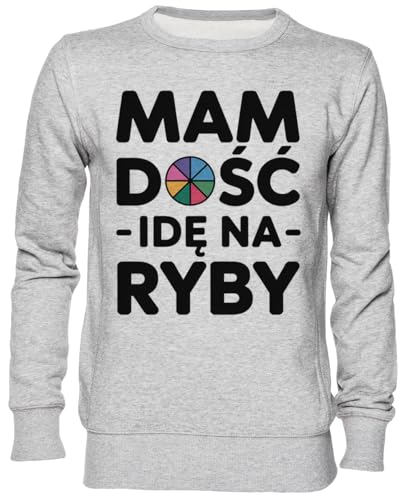Sweat jersey gris unisexe avec message Idę Na Ryby, cadeau parfait pour homme