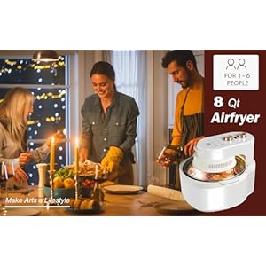 10 in 1 functions glass air fryer 8 qt large capacityrotating grill basket even heatingwhite gold and beige cream colorvisible windowexplosion proofwont burntno smell  urban country home decor