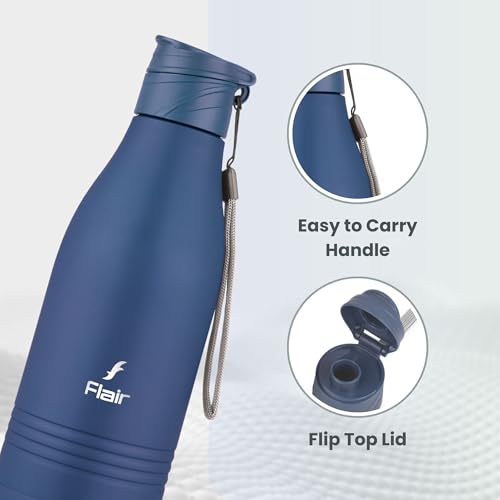 Image of FLAIR Champ DX 1100 ml Stainless Steel Water Bottle - Blue | BIS Certified & ISI Marked | SS 304 Food Grade | Fridge Bottle, Durable & Reusable Bottle for Office, Gym & Travel