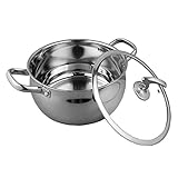 □ Material: 18-10 Acero inoxidable, con tapa, grueso y resistente a quema, no deformación, a prueba de herrumbre, resistente a la corrosión, duradera y fácil de limpiar.