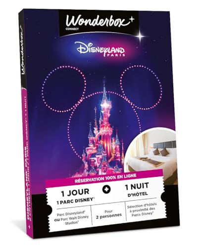 Wonderbox Connect - Coffret Cadeau - Disneyland Paris Séjour 1 Jour / 1 Parcs - 2 entrées pour 1 jour + 1 nuit - Parc Disneyland® ou Walt Disney Studios® -...