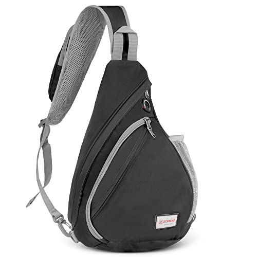 ZOMAKE Sling Bag,Small Crossbody Sling Backpack,Water Resistant Shoulder Daypack for Travel,Anti Thief Chest Bag for Hiking(Black)
