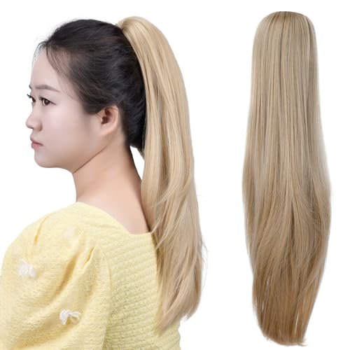 HSPCYGG Blonde Ponytail Extension 18" 4.8 OZ Claw Clip In Pony Tails Synthetic Hallowmas Girls Fake Hair piece Women
