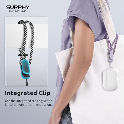 Image of SURPHY 2 Pack Phone Lanyard, Phone Wrist Strap for Case, Camera Wrist Strap | Ultra-Light 2-Color Braided Phone Strap, Cellphone Charm Strap, Anti-Lost Wrist Lanyard for Women and Men, Black Lilac